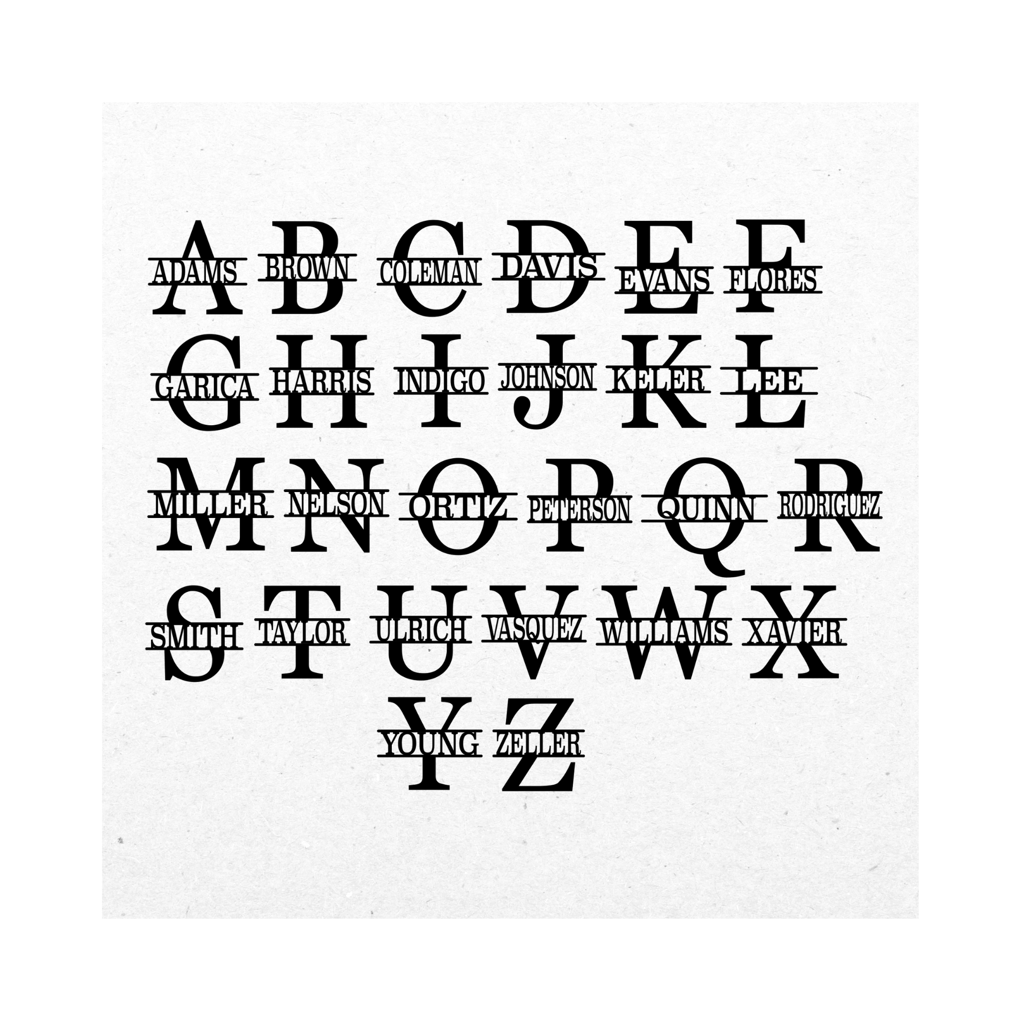 Custom Monogram Sign - Split Letter