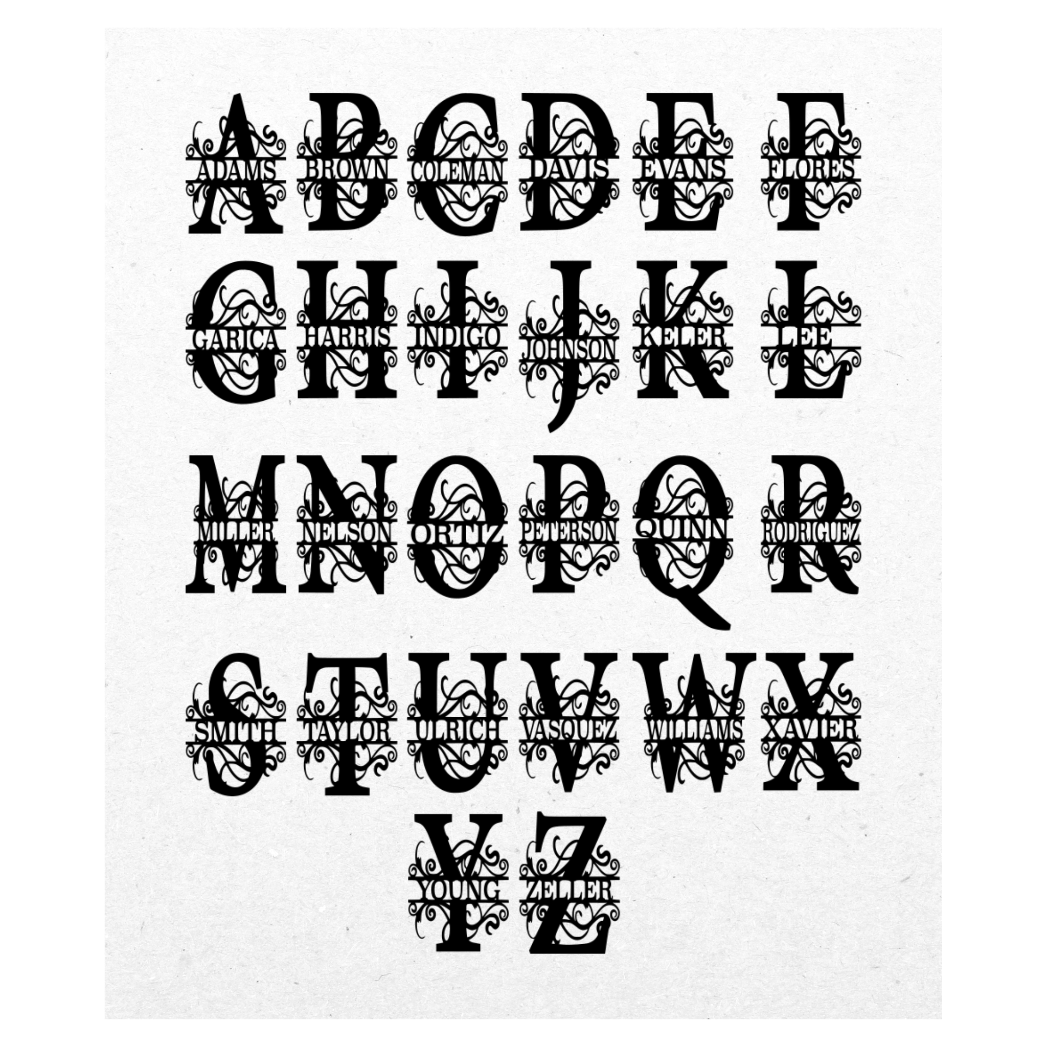 Monogram Scroll - Split Letter